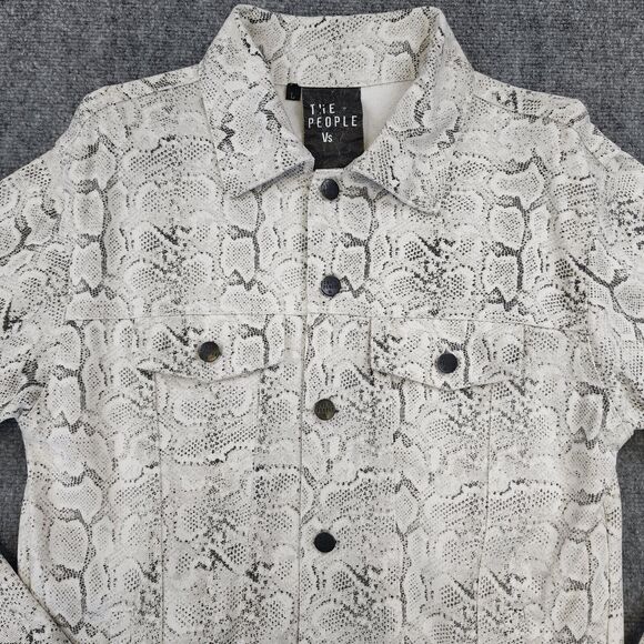 The People Vs. Jackets & Blazers - The People Vs Jacket Womens Large Snake Skin Denim Trucker Festival Rock & Roll